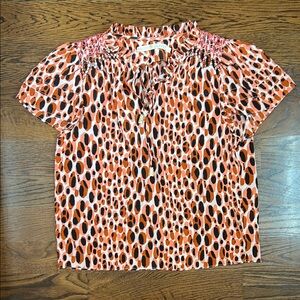 Marie Oliver Smocked Orange Blouse with Peter Pan Collar